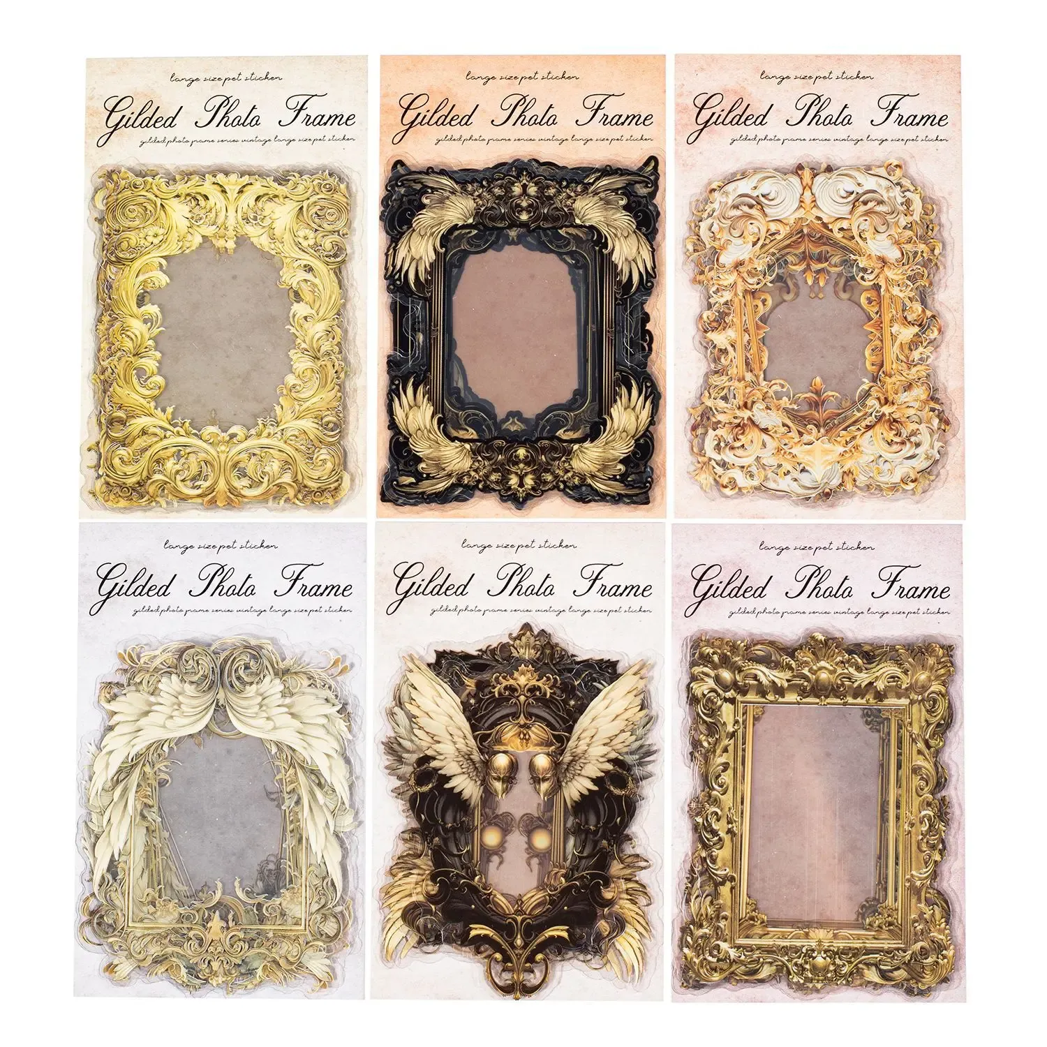 10 PCS/1 Pack Gold Plated Photo Frame Scrapbook Decoration Stickers