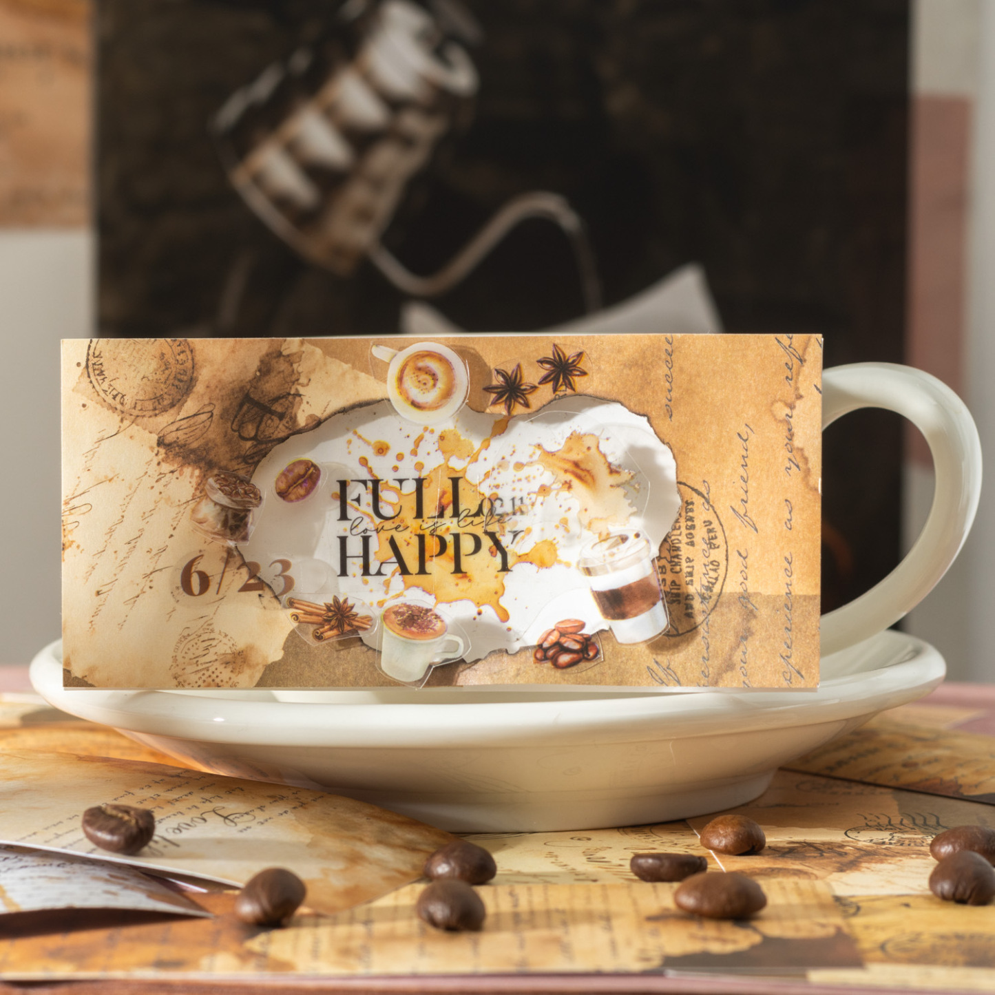 20Pcs/Pack Coffee Stains Theme Washi Paper Sticker Book