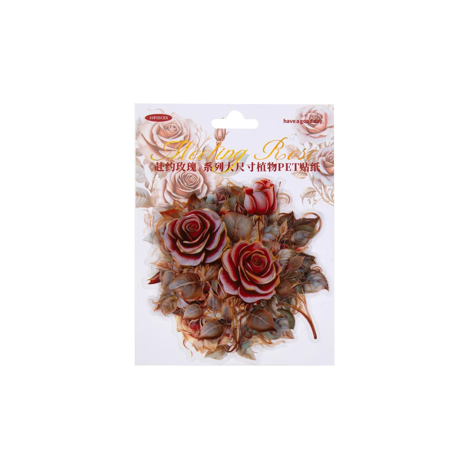 10pcs Large size rose flower PET Sticker