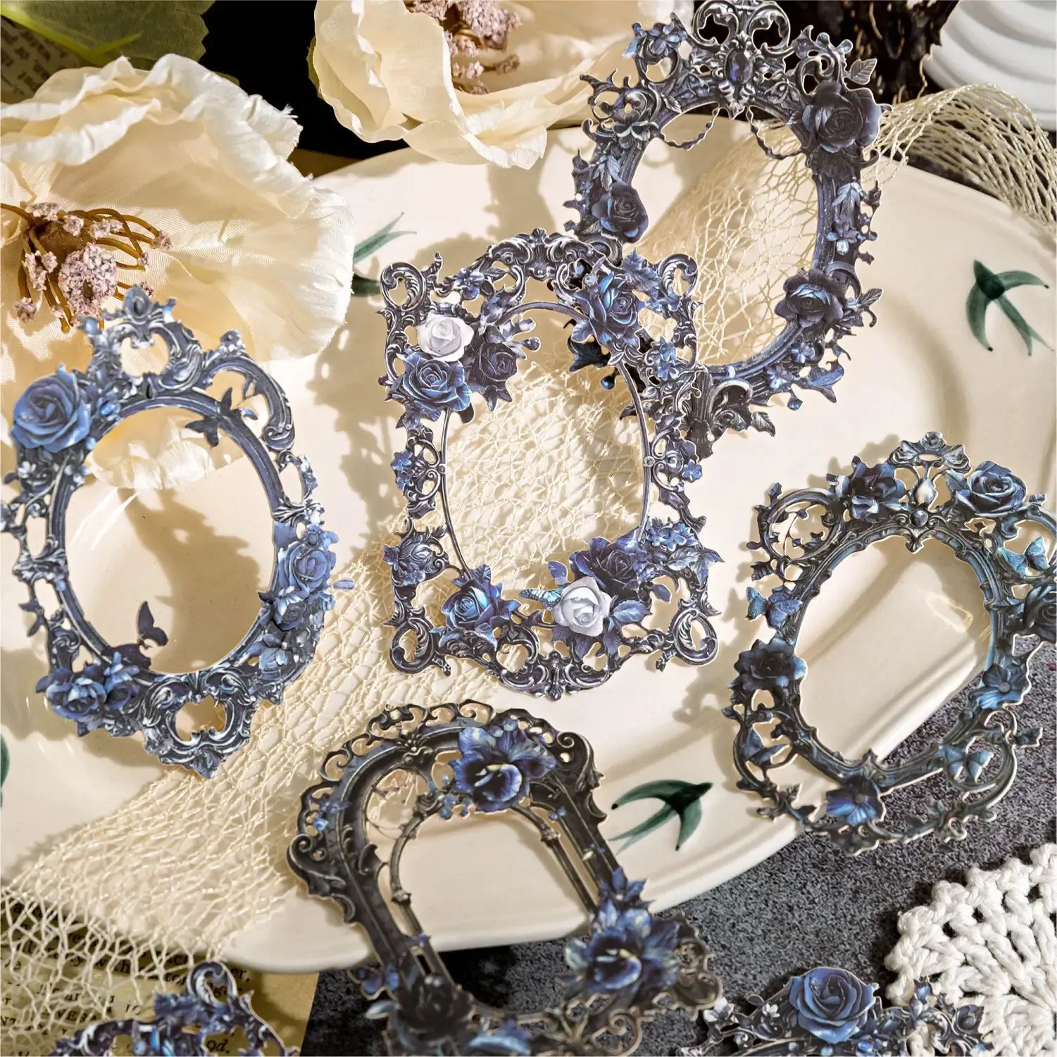 10pcs Baroque Relief Border Card Stock Paper