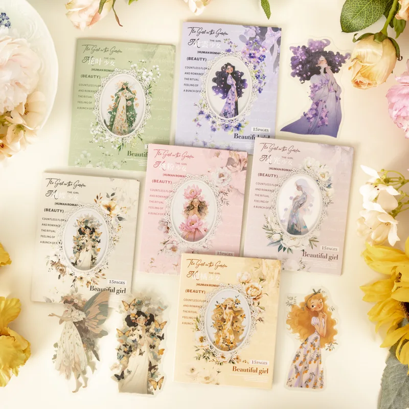 15 pcs/lot Pretty butterfly girl PET Stickers