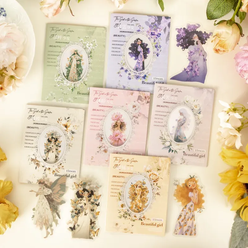 15 pcs/lot Pretty butterfly girl PET Stickers