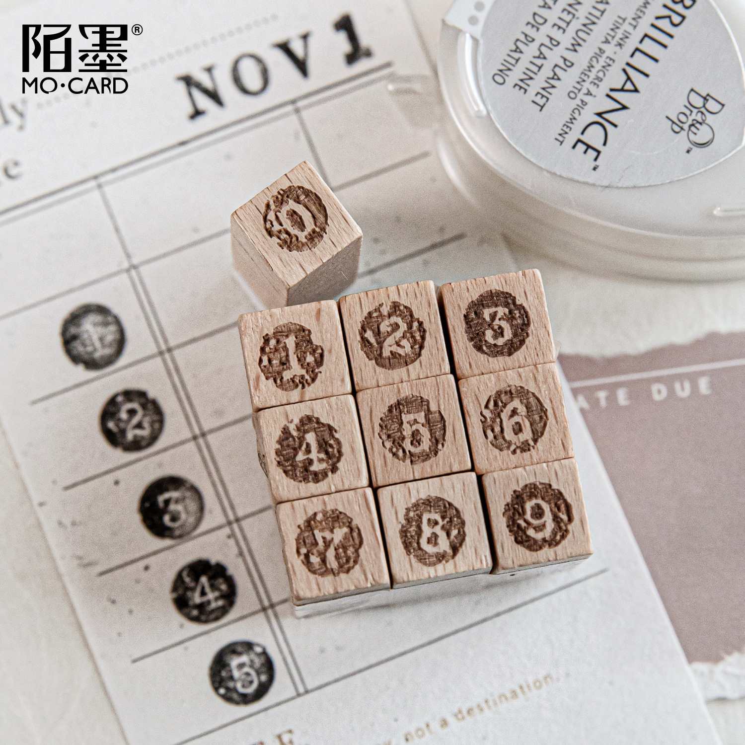 10Pcs/Set Digital Wood Stamp Set