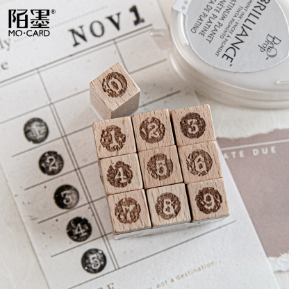 10Pcs/Set Digital Wood Stamp Set