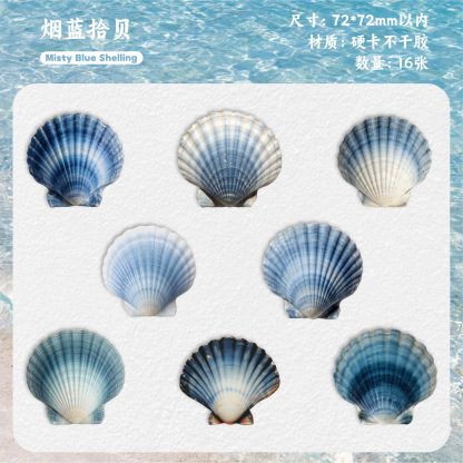 16 Pcs seashell-themed sticker