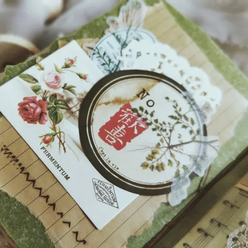 15pcs Coffee Stained Label Stickers for Photo Albums DIY Scrapbooking Materials Paper Pack