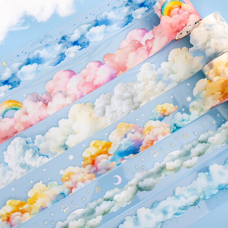 45mm*2M PET Rainbow Cloud Main Tape - Scrapbooking Journal Decorative Elements