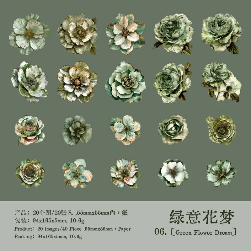 20 pcs/lot Vintage Flower Arrangement Stickers