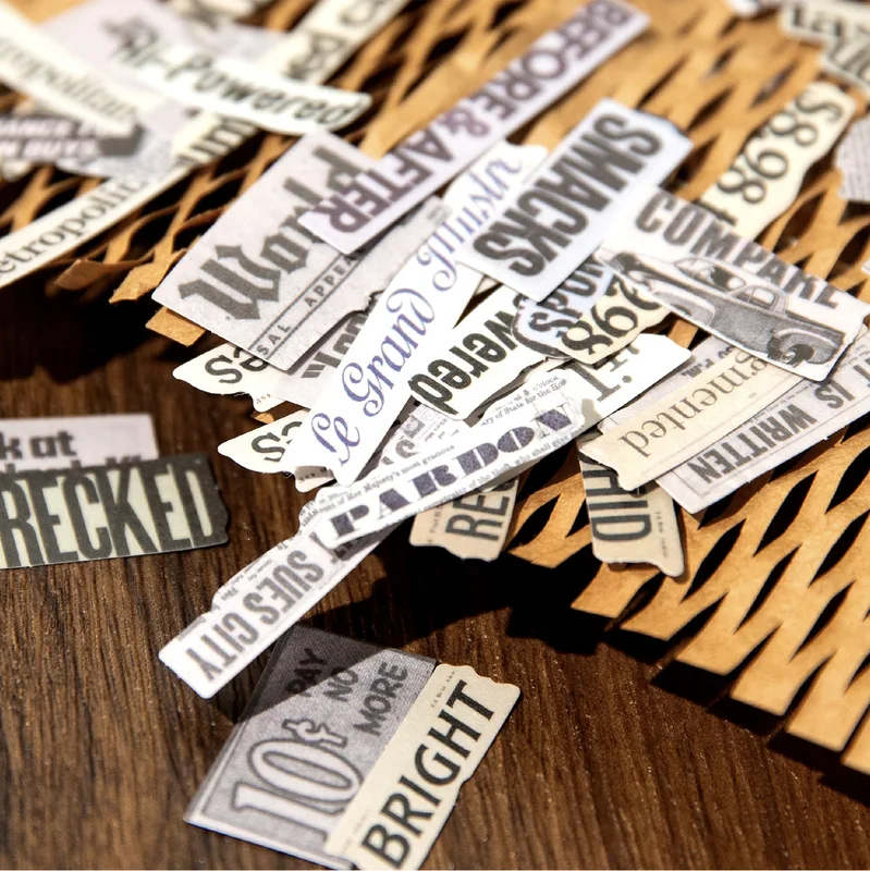 200pcs/1lot Fragment Text Scrapbook Sticker