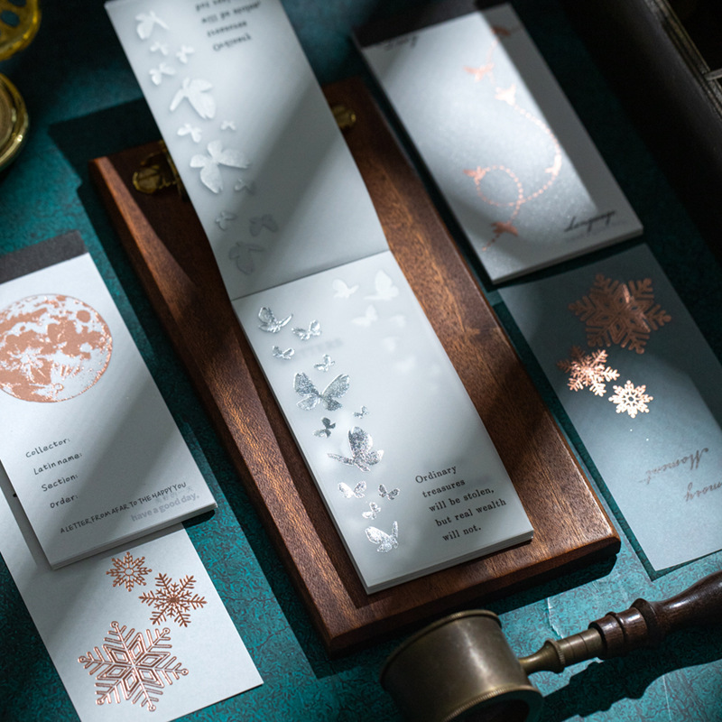 20Pcs/Pack Gold Plated Moon Line Snowflake Element Material Paper