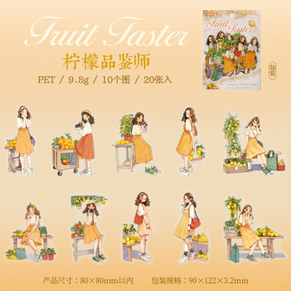 20 Pcs/Pack Fruit Girl Themed PET Stickers