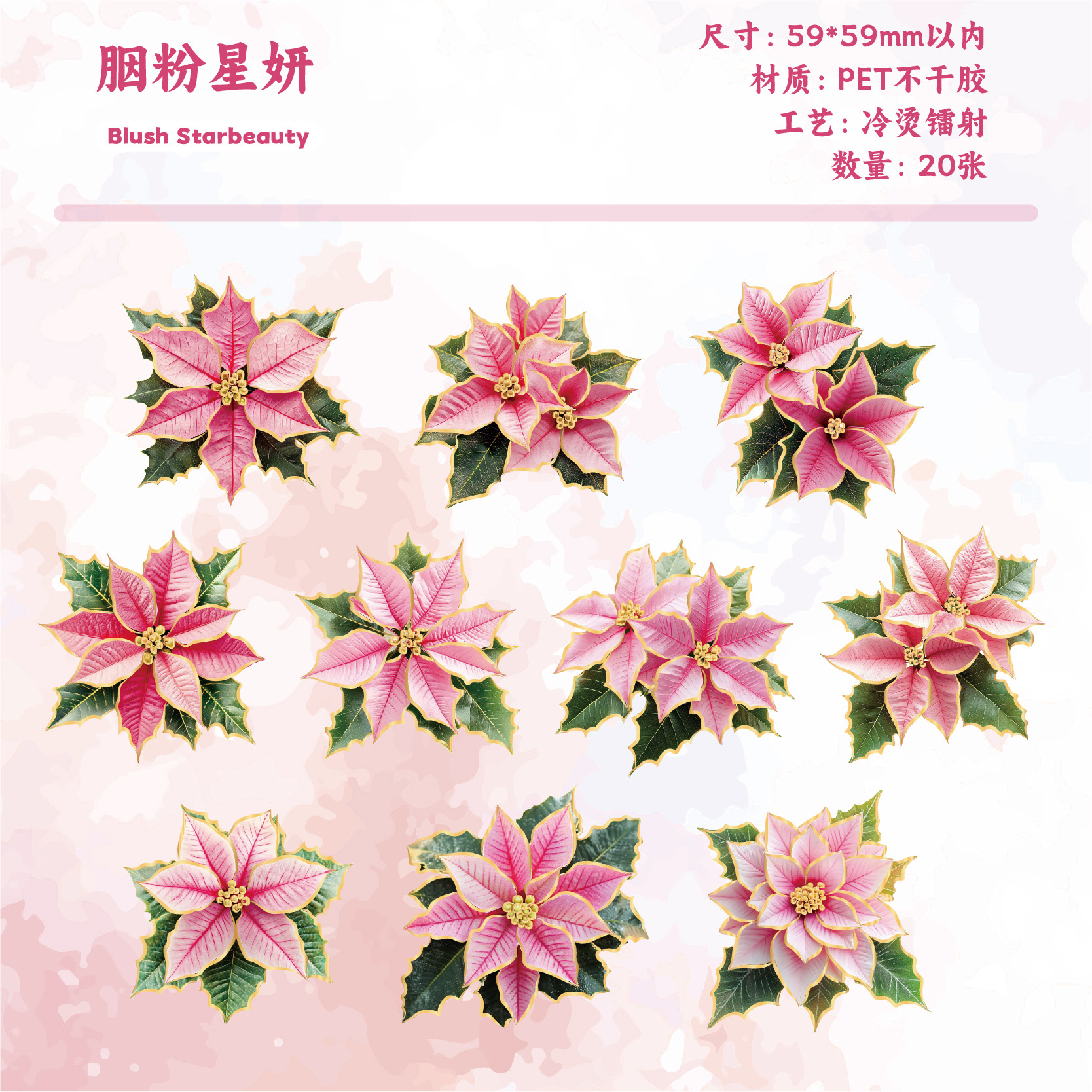 20Pcs Floral PET Stickers