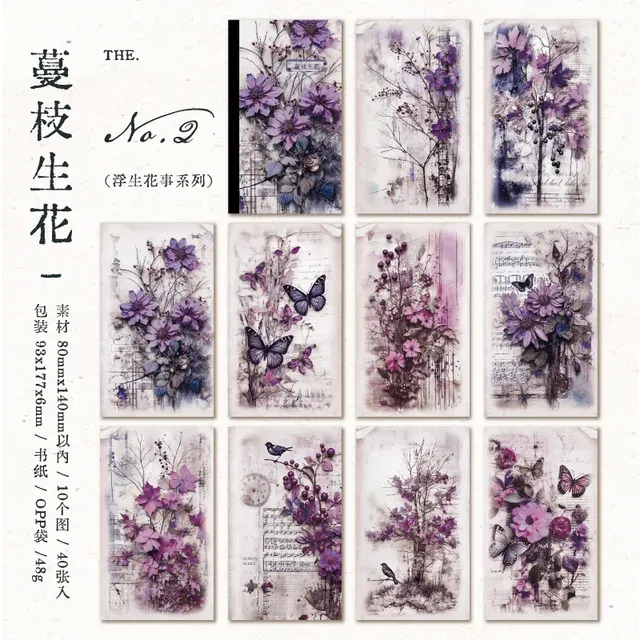 40pcs/lot Memo Pads floating life and flowers Background Material Paper
