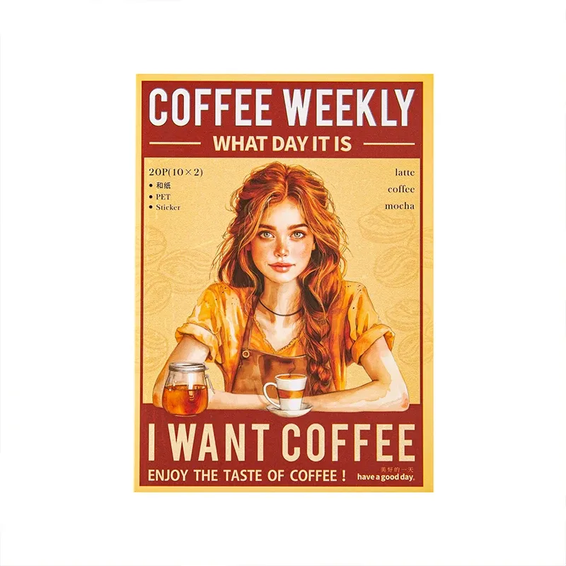 Coffee Weekly Series Vintage Character Sticker Book
