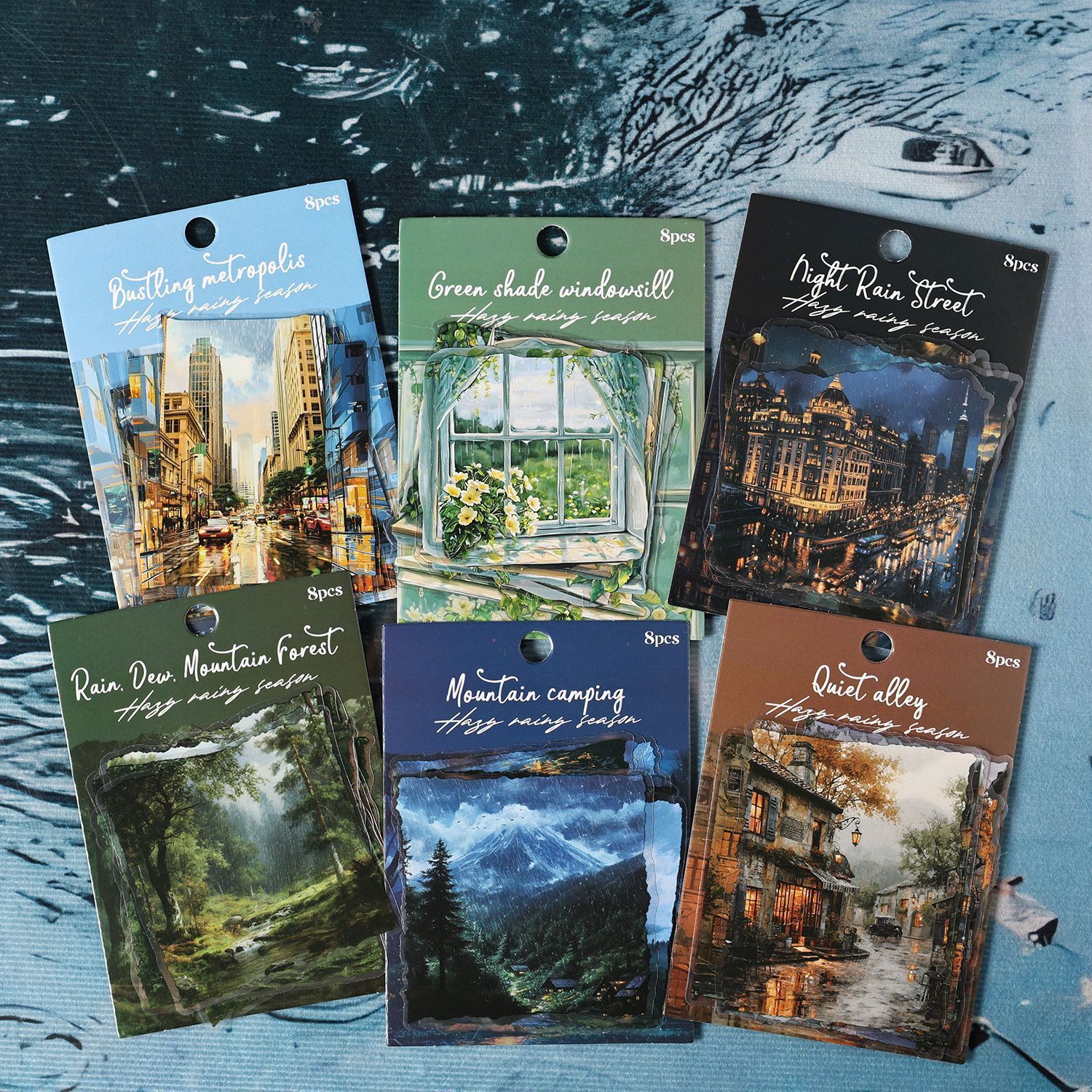 8 Pcs/Pack Misty Rainy Day Theme PET Stickers