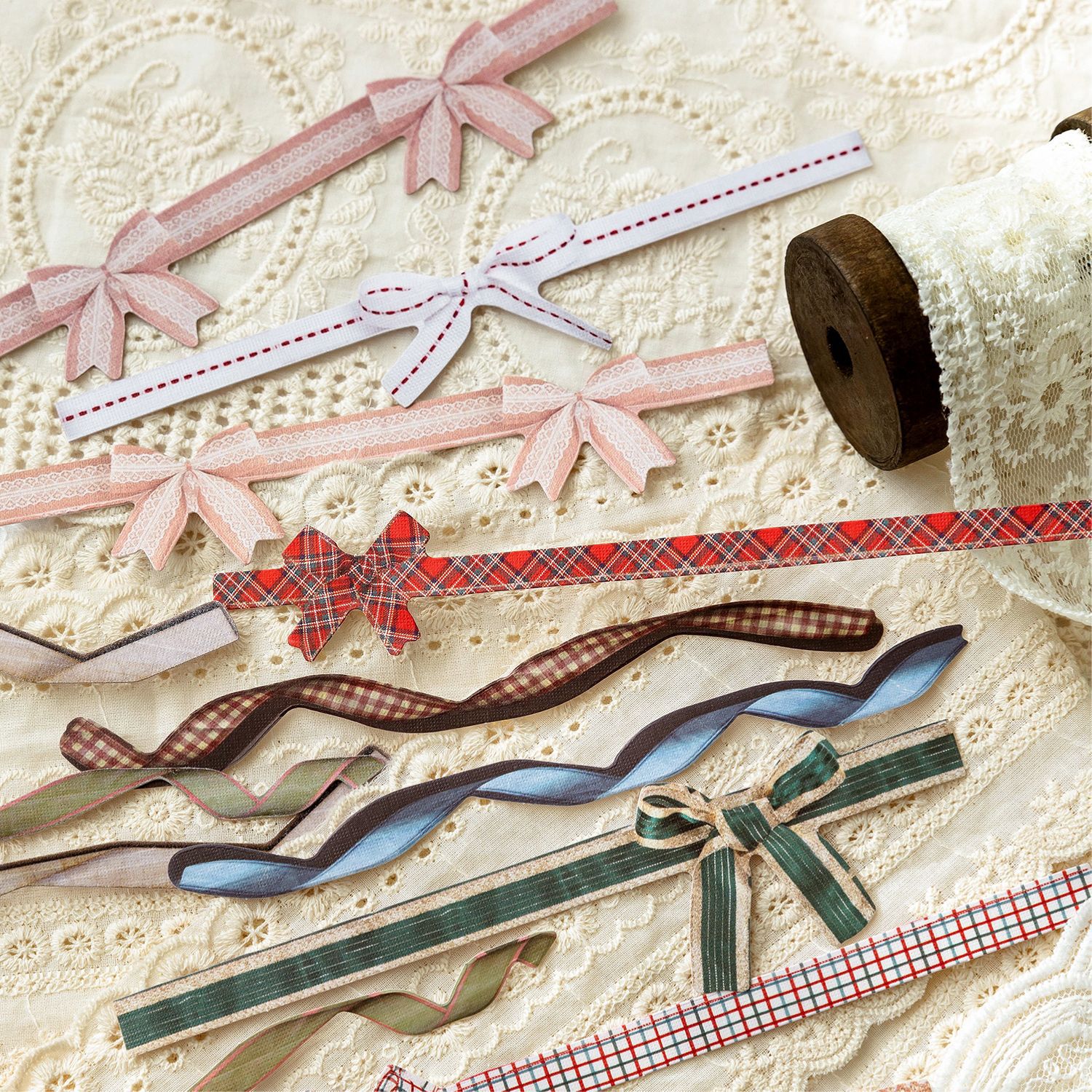 20Pcs/Pack Long Strip Hard Card Vintage Floral Stickers