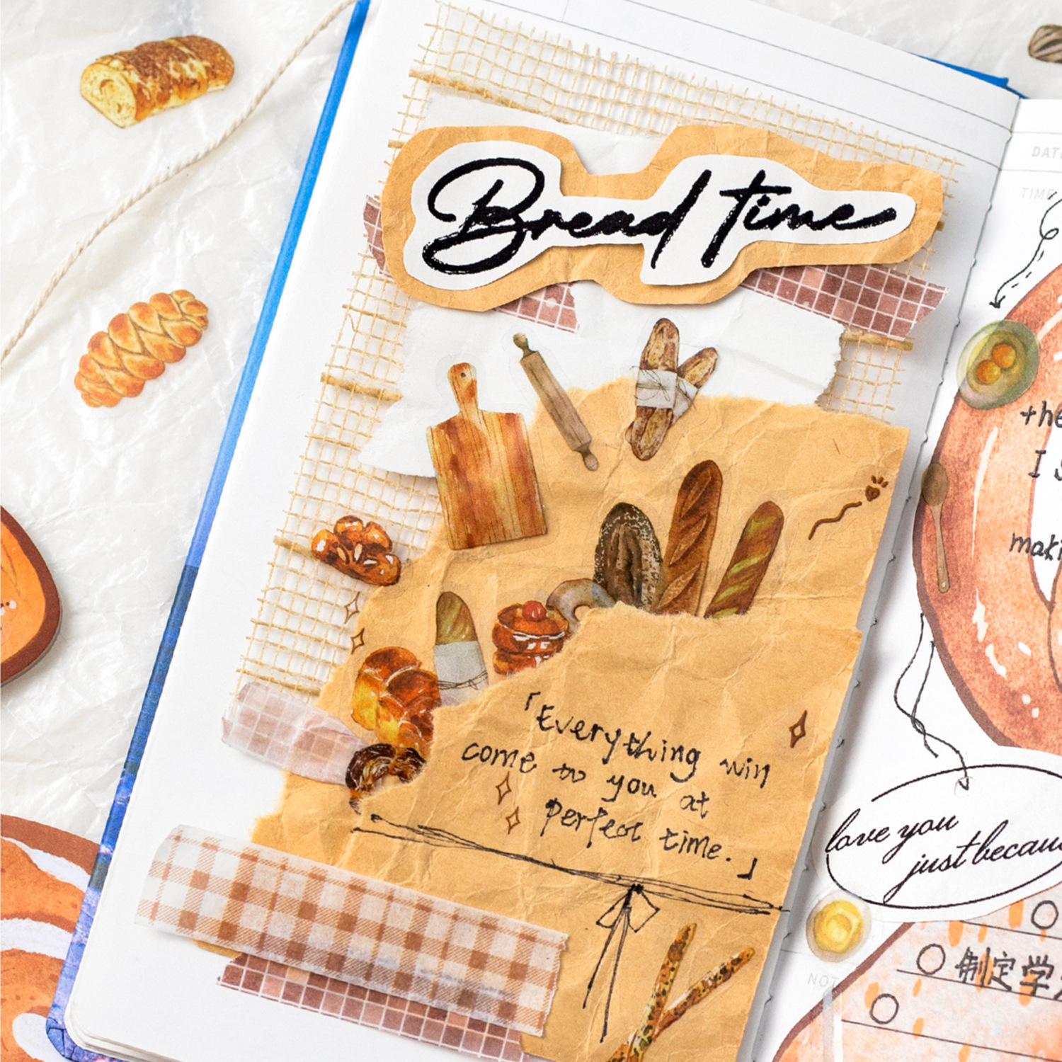 6 Sheet/Pack Coffee Dessert Bread PET Sticker