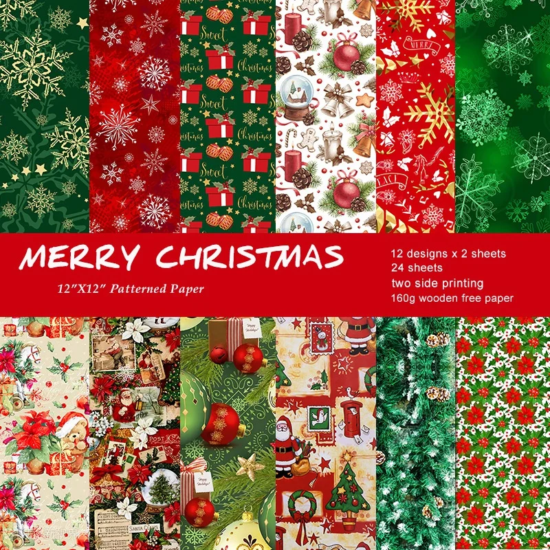 Christmas Paper Pad Assorted Pattern Decoupage Paper Vintage Scrapbooking