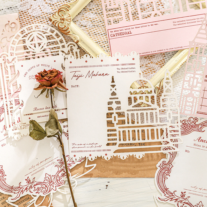 10Pcs/Pack Vintage Hollow Lace Material Paper