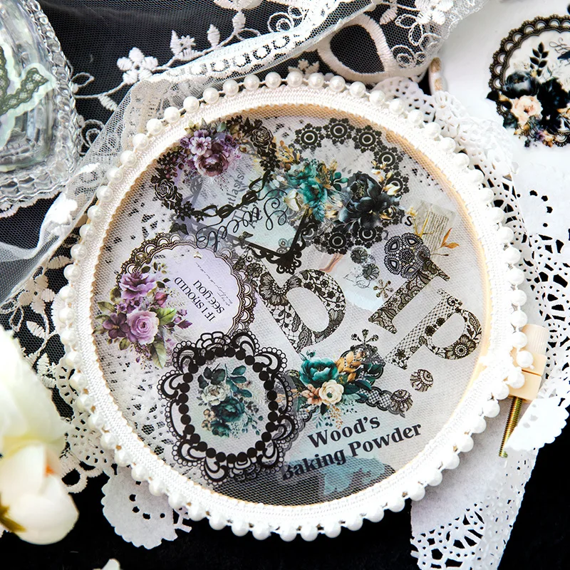 40pcs/1 lot Lace Frame Scrapbook Decorative Stickers