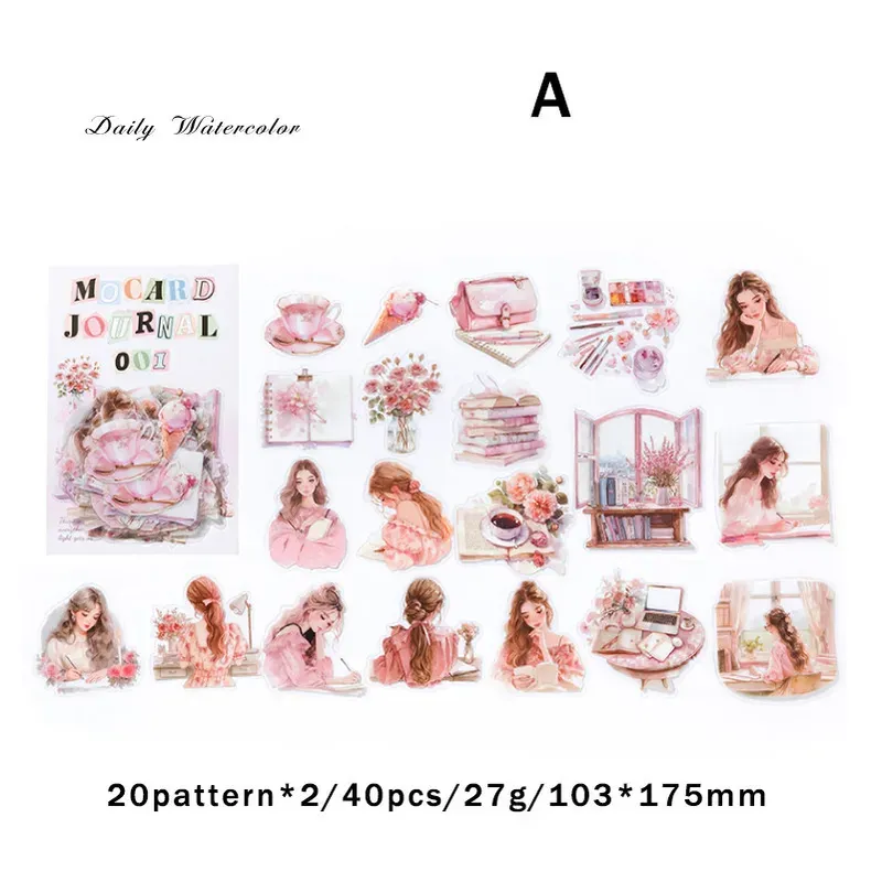 40 pcs/pack PET Materials Character Stickers