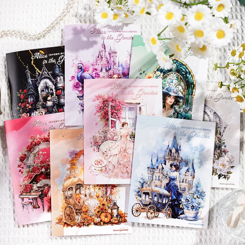 30pcs/1lot Alice in the Garden Stickers for Scrapbooking Card Making Junk Journaling Decorating Crafts