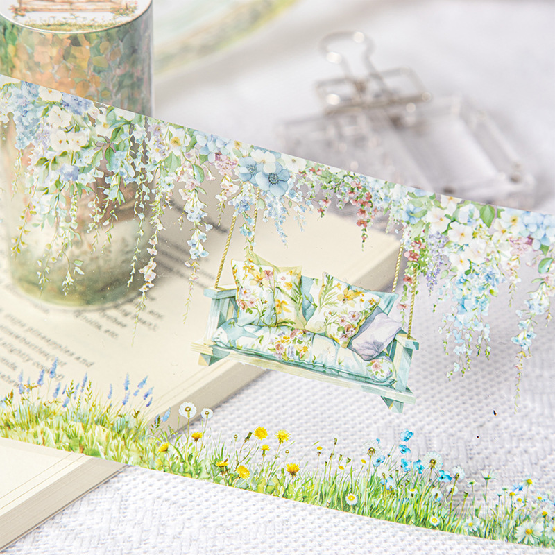 Flower and vine themed PET tape, 3.15 x 78.74 inches