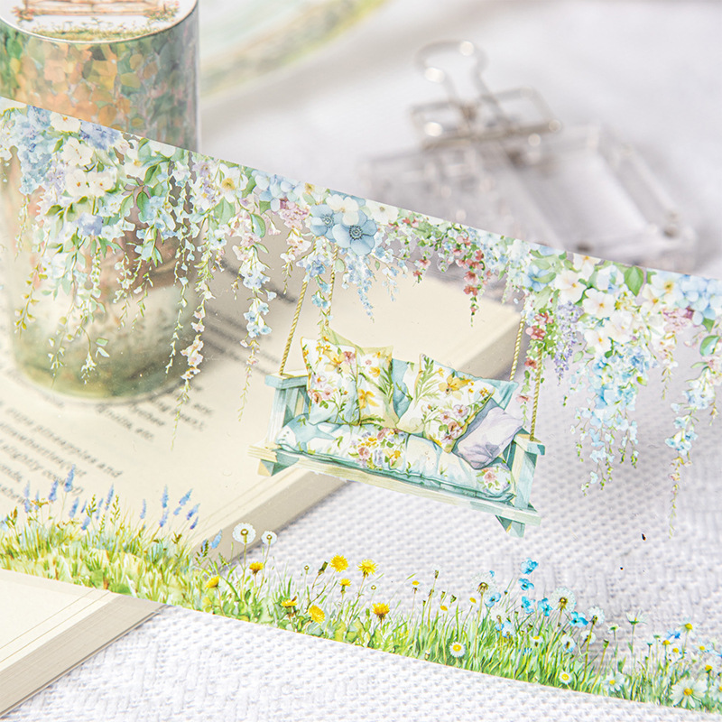 Flower and vine themed PET tape, 3.15 x 78.74 inches