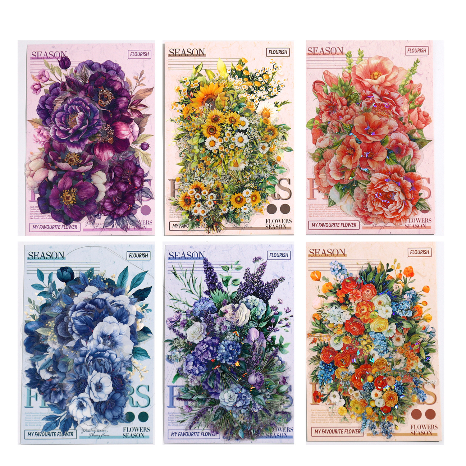 15Pcs/Pack Flower Theme PET Stickers