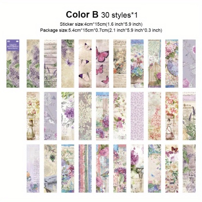 30 Sheets of Vintage Butterfly & Flower Stickers