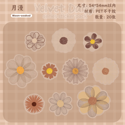 20pcs/Pack Retro Floral Themed PET Stickers