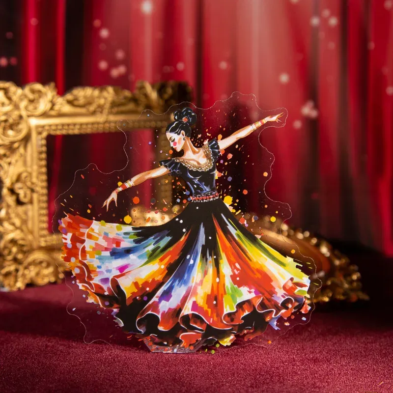 10Pcs Dancing Girl Themed Pet Stickers