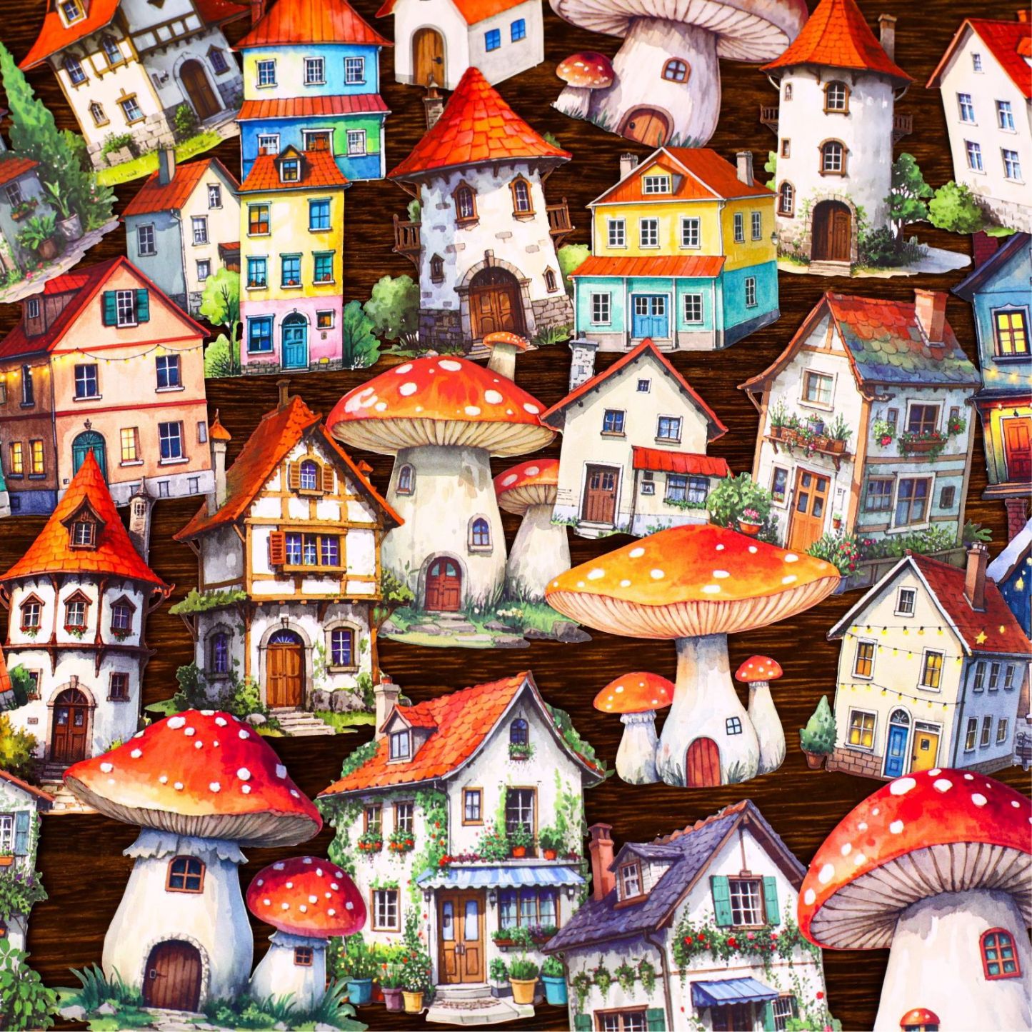 10Pcs/Pack Fairy Tale House Theme Hard Card Sticker
