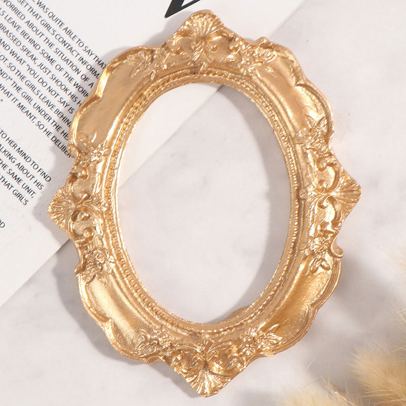 1pc Golden Picture Frame Vintage Relief Frames