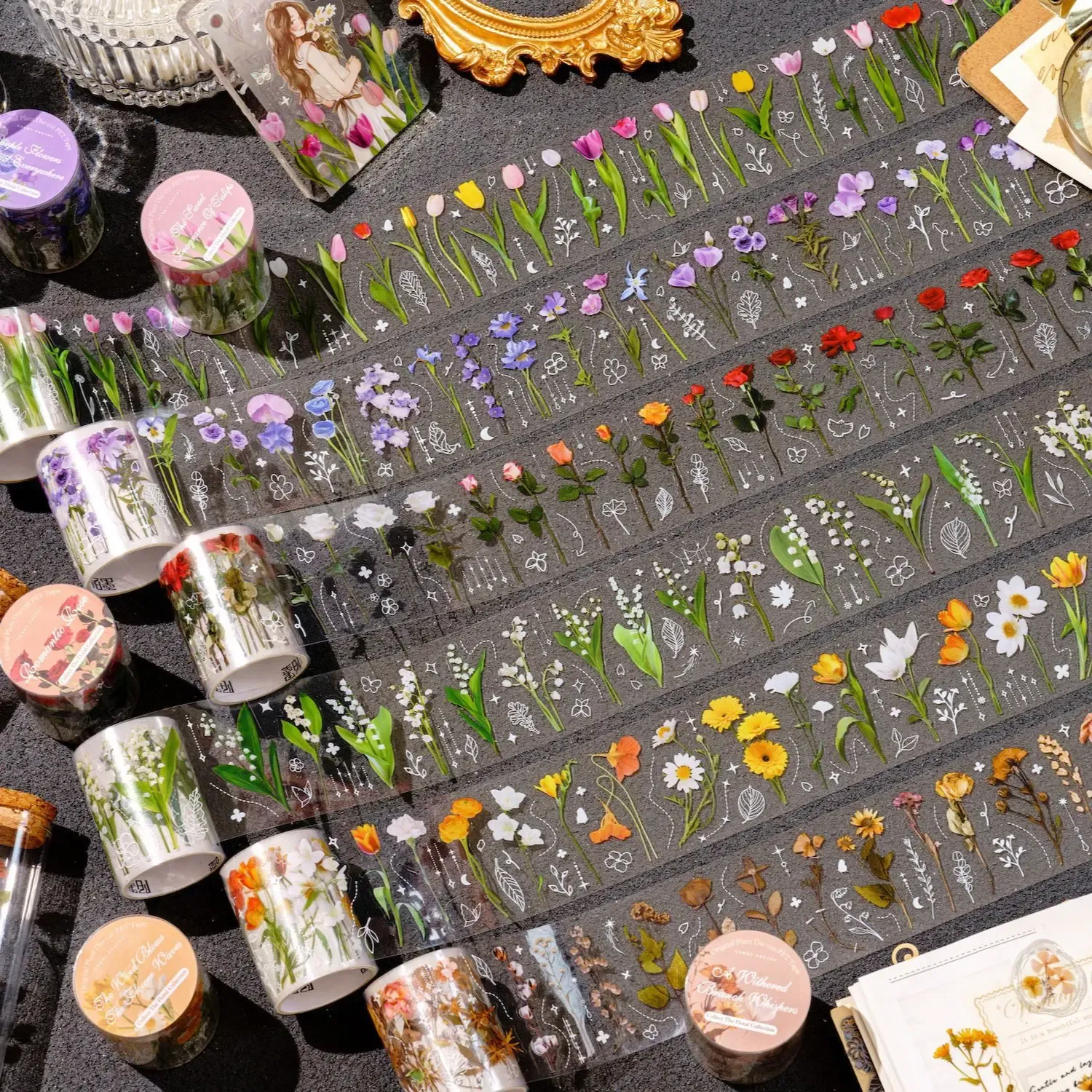 Flower and plant collection die-cut series PET Tape