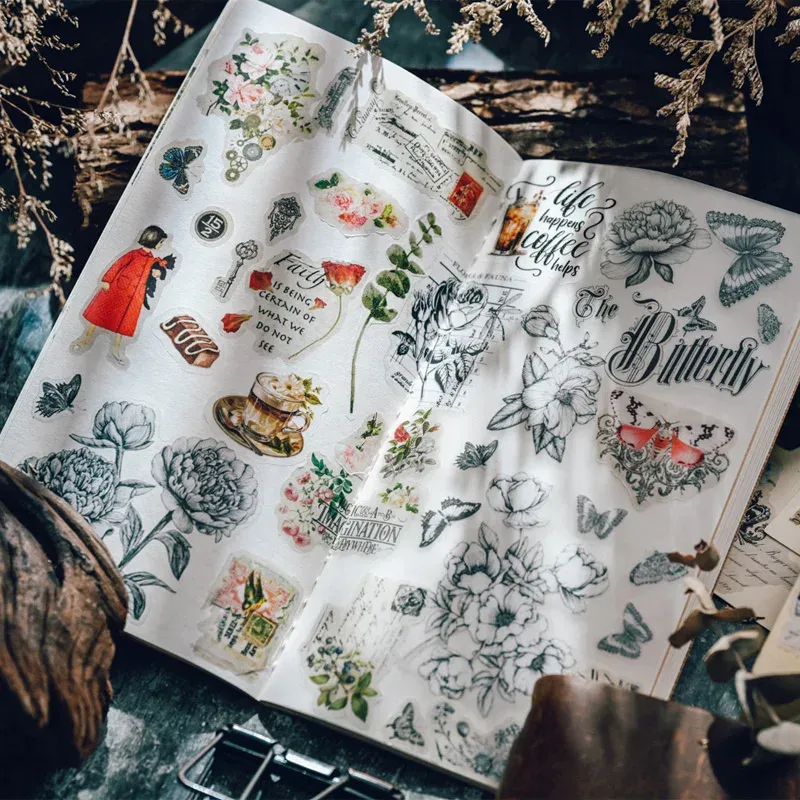 2 Vintage Butterfly Transfer Stickers for Craft Collage Decoration Stickers Scrapbooking