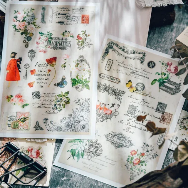 2 Vintage Butterfly Transfer Stickers for Craft Collage Decoration Stickers Scrapbooking-JournalTale