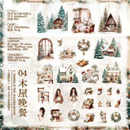 30Pcs Winter Girls Theme PET Stickers