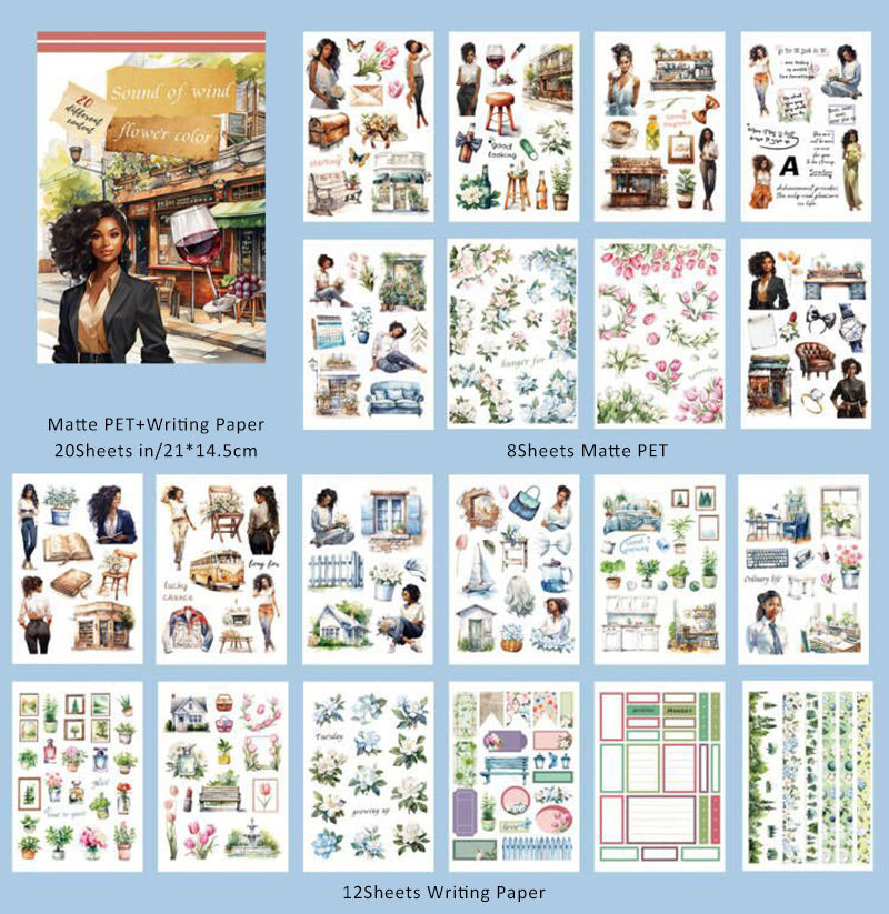 20Sheets/Pcs character retro Pesticker book suitable for scrapbooking 