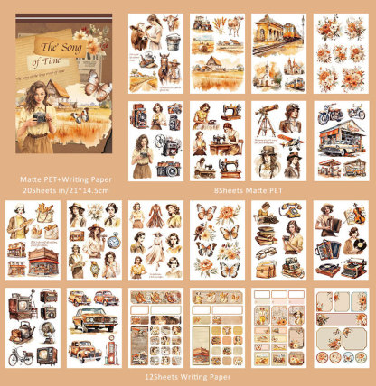 20Sheets/Pcs character retro Pet sticker book suitable for scrapbooking art journaling handicrafts