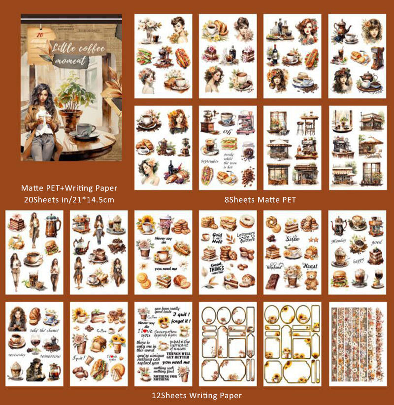 20Sheets/Pcs character retro Pet sticker book suitable for scrapbooking art journaling handicrafts