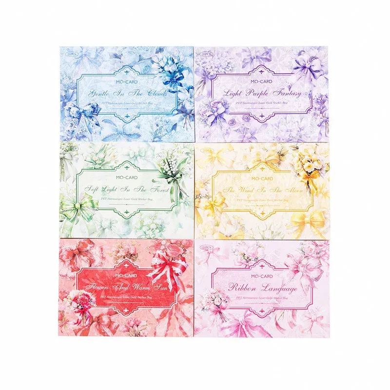20pcs/1pc Bows Flowers Holographic Laser Stickers for Scrapbooking Decoration