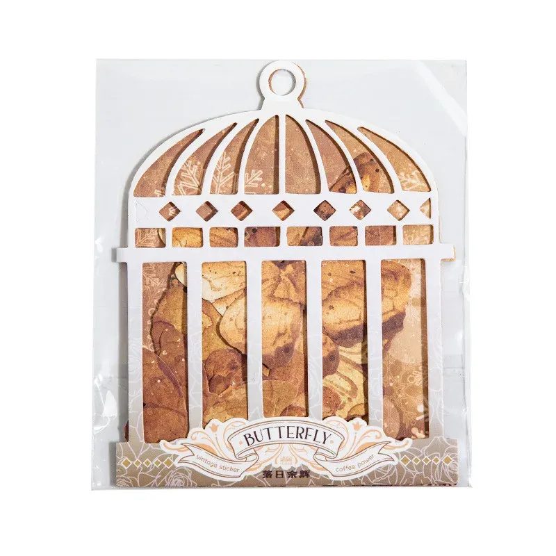 20pcs/Pack Butterfly in Vintage Birdcage Stickers for DIY Grunge Journaling Scrapbooking Journaling