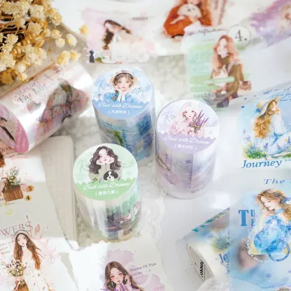60mm x 2m Retro Art Girl Theme PET tapes