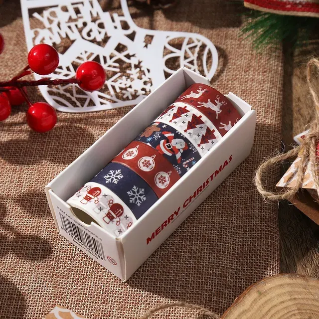 6 Rolls Christmas Holiday Washi Tape Snowflake Deer Christmas-JournalTale