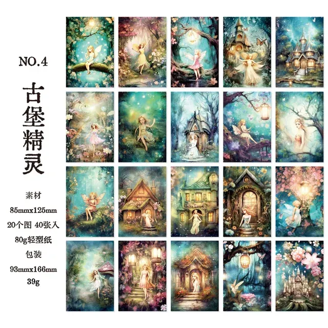 40pcs/lot Floral Fantasy Castle Theme Background Material Paper