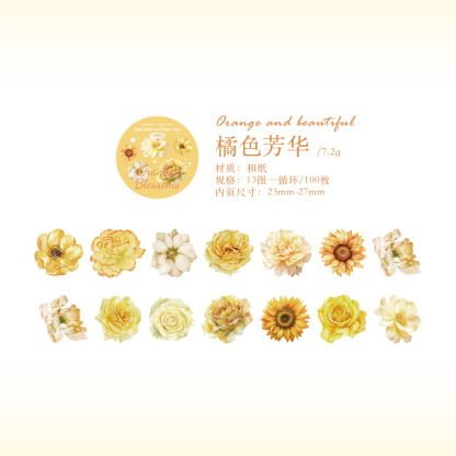 100Pcs/Roll Flower Theme PET Tape 1.18*78.74 inch