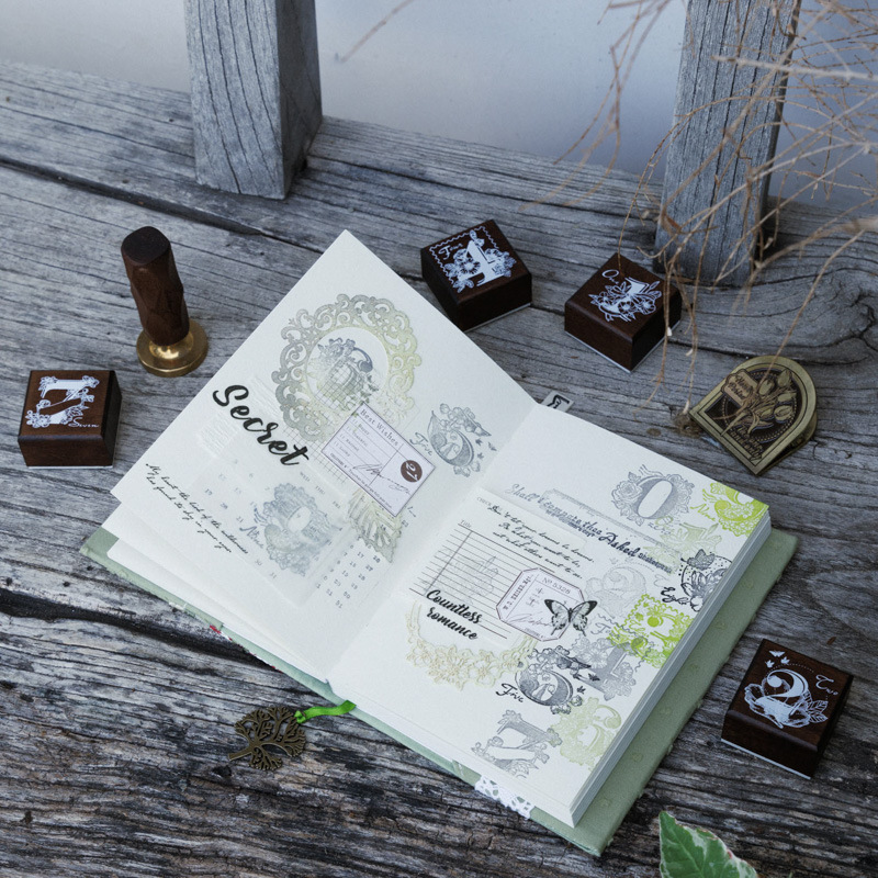 10Pcs Flower Digital Theme Wooden Stamp