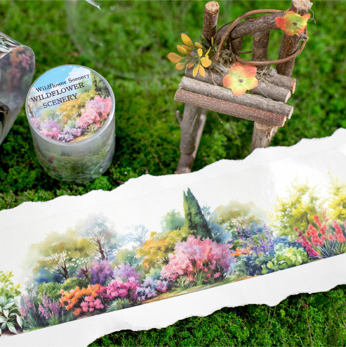 Succulent Plant Flower Theme PET Tape 1.97 Inch * 78.74 Inch