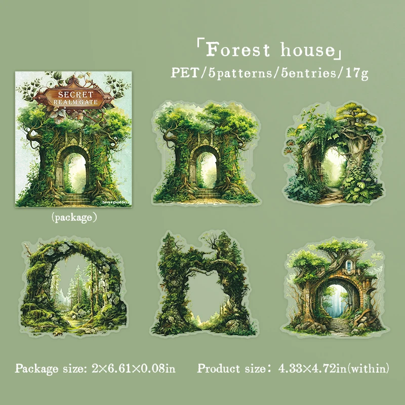 5 pcs/lot Forest wooden by PET Sticker